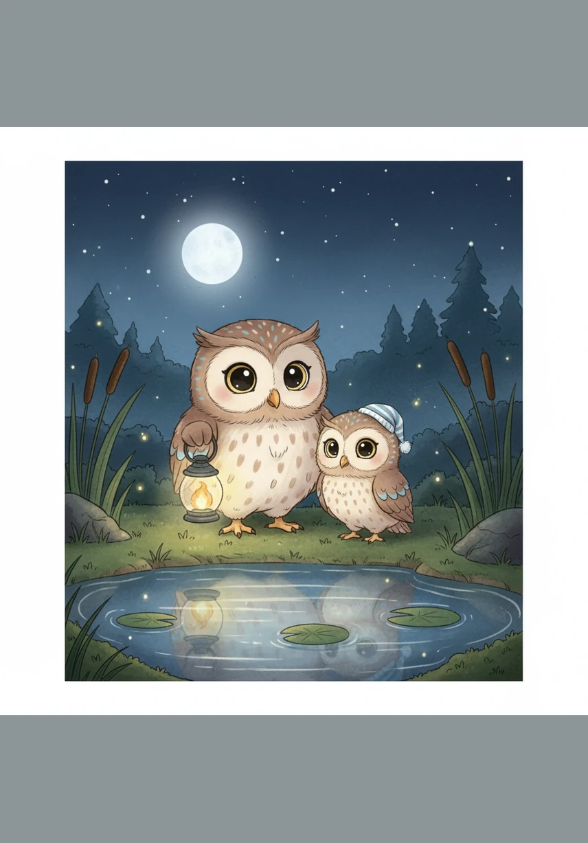 At the edge of the pond, the frogs were silent, resting on wide lily pads that floated like green rafts. The reflection of the stars danced on the still surface of the water.