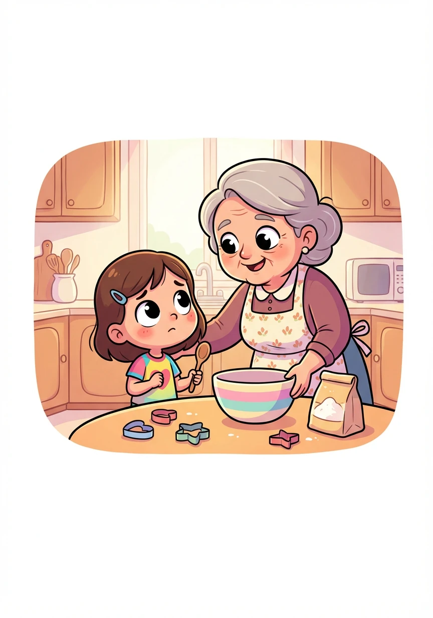 Her grandma, Nonna Emilia, noticed Lara's sadness. Nonna Emilia, with a twinkle in her eye, suggested they bake cookies together. Lara wasn't sure baking was a talent, but she agreed to try.