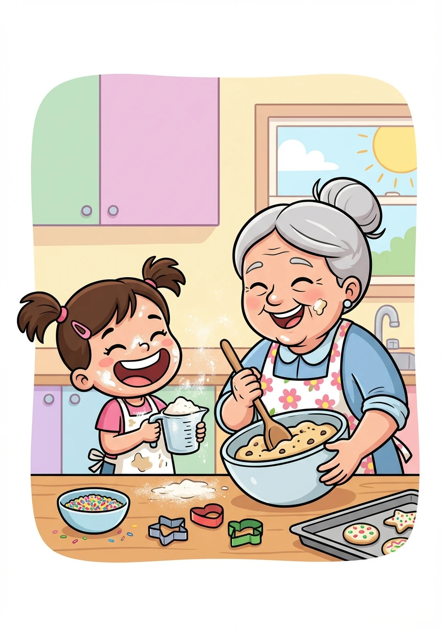 Lara and Nonna Emilia carefully measured ingredients, mixed the dough, and decorated the cookies with colorful sprinkles. They laughed, they messed up, and they learned together.