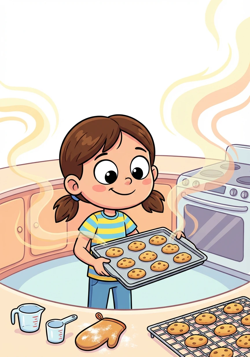 After many attempts, they finally baked a batch of perfect cookies. The aroma filled the kitchen, and the cookies were soft, chewy, and delicious. Lara felt a sense of accomplishment she had never felt before.