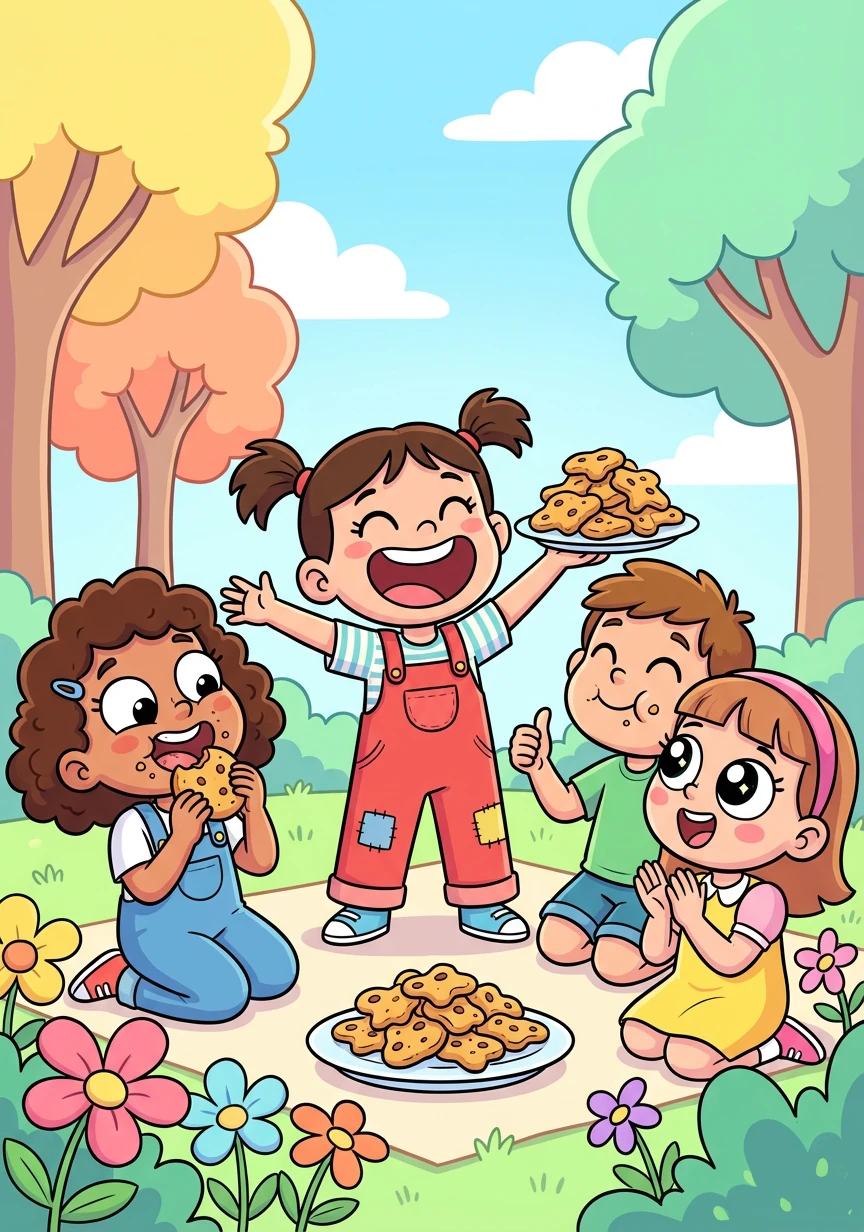Lara shared the cookies with her friends. Mia, Tom, and Sofia raved about how amazing they tasted. They were impressed by Lara's dedication and how she didn't give up.