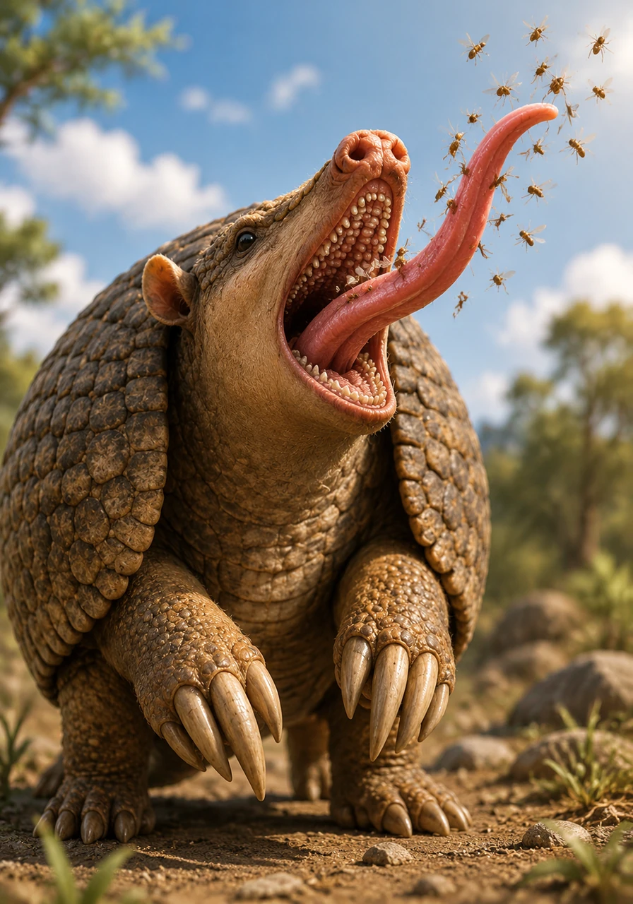 This amazing animal has a special secret in his mouth. Tato has up to one hundred small teeth, which is more than most other mammals on Earth. He uses his long, sticky tongue to catch every last insect.