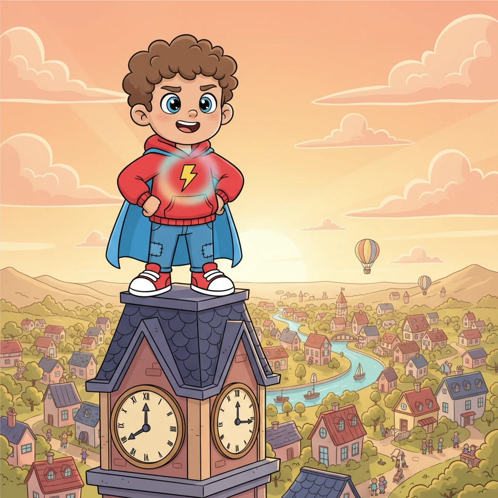 Leo stood tall, looking out over his bustling town, a sense of purpose filling his heart. He understood that with his incredible gifts came a wonderful responsibility. He promised himself to always use his powers for good, ready for any adventure that came his way.