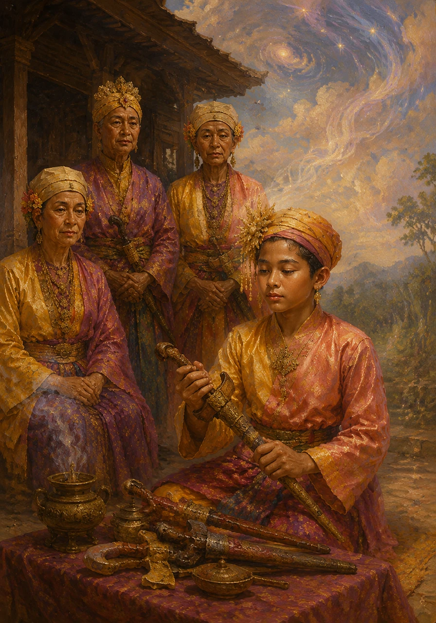 Sejak kecil, anak itu lebih sering menghabiskan waktu di dekat pusaka tua daripada bermain dengan teman sebaya. Ia sering merasakan getaran dari alam semesta dan mendengar bisikan angin yang menceritakan rahasia langit dan bumi.