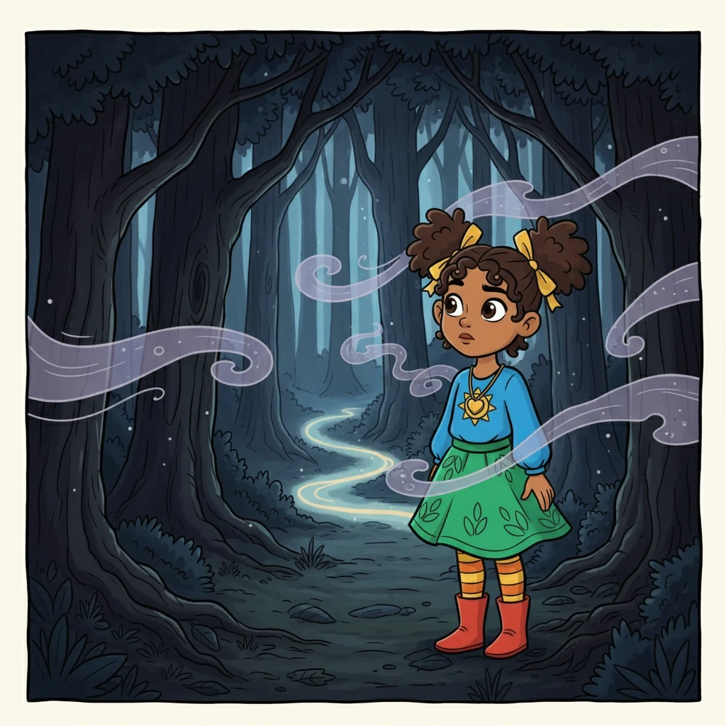 Elara stood at the edge of a dark forest, the weight of the past heavy on her shoulders. Whispers of old hurts and patterns echoed around her. She knew she had to find a way to break free from this place of shadows, but the path forward was unclear.
