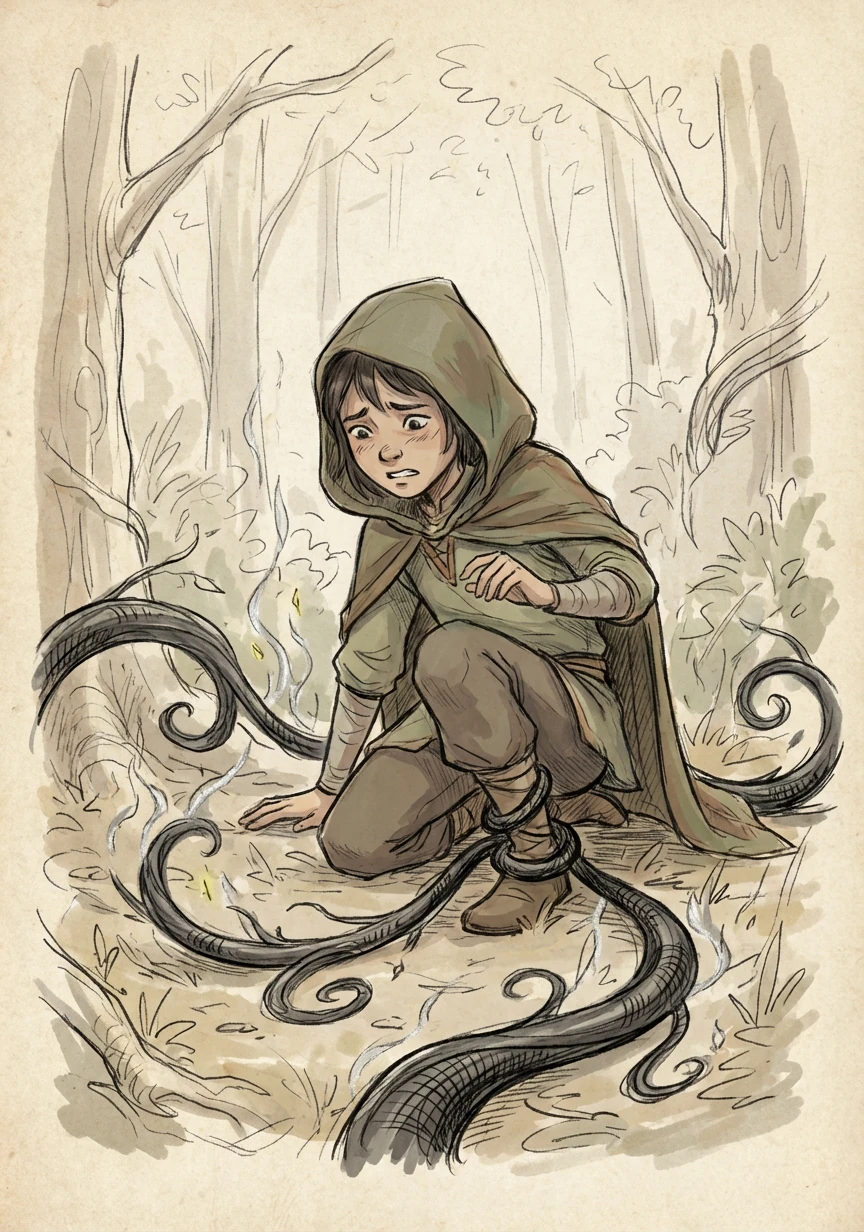 黑色藤蔓顺着林晓脚踝疯狂攀爬，银色纹路的光芒被黑气压制得忽明忽暗。