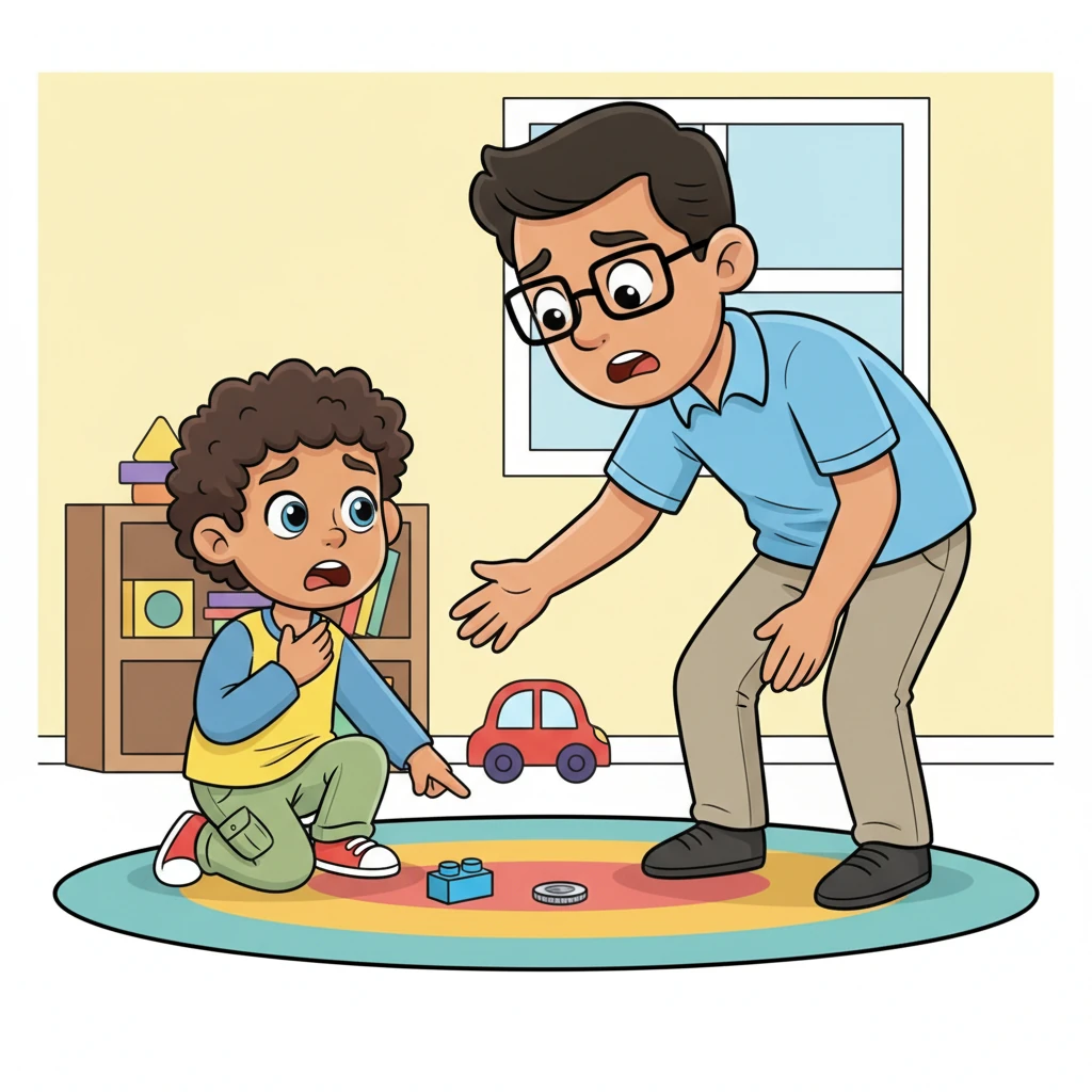 Some unsafe things are too small or too hard, and if Leo chewed on them, he might accidentally choke. Choking means something gets stuck, and that's very scary! If something ever got stuck, he would need help right away from a grown-up.
