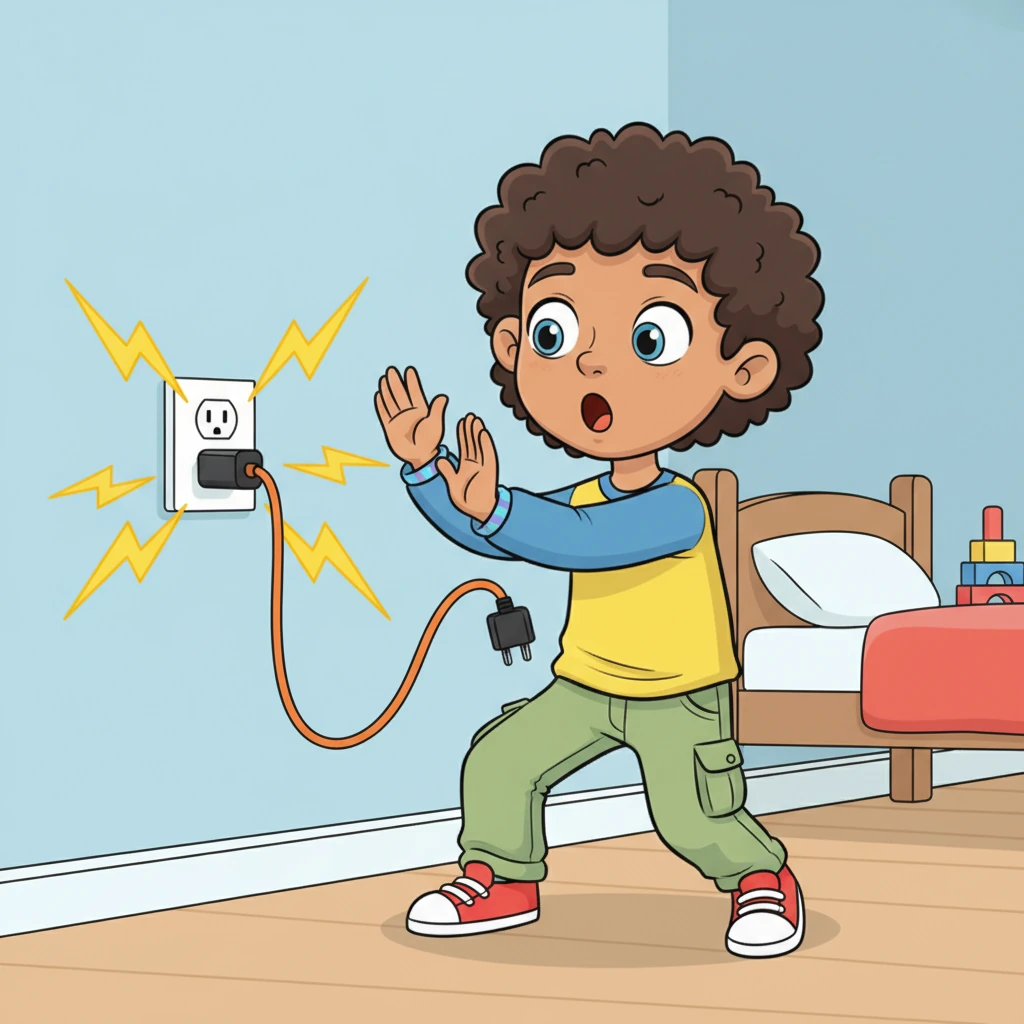There are some things that are super dangerous to chew, like wires, phone chargers, or anything plugged into the wall. These things can give a big, painful electric shock! It's important to keep mouths far away from them.