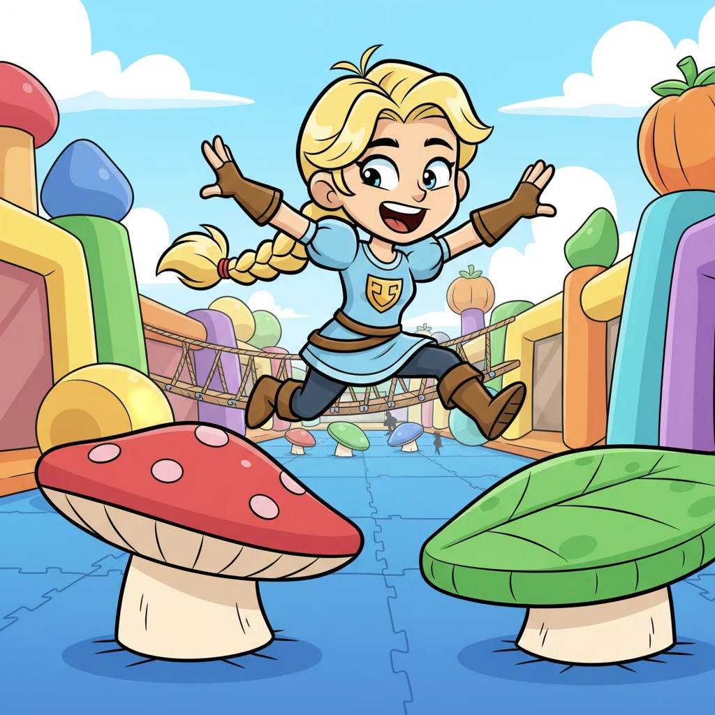 La prima prova era la 'Corsa del Dondolo Ridicolo', un percorso a ostacoli fatto di piattaforme traballanti e gonfiabili. Luna partì a razzo, saltando e ridendo mentre si muoveva con agilità sorprendente.