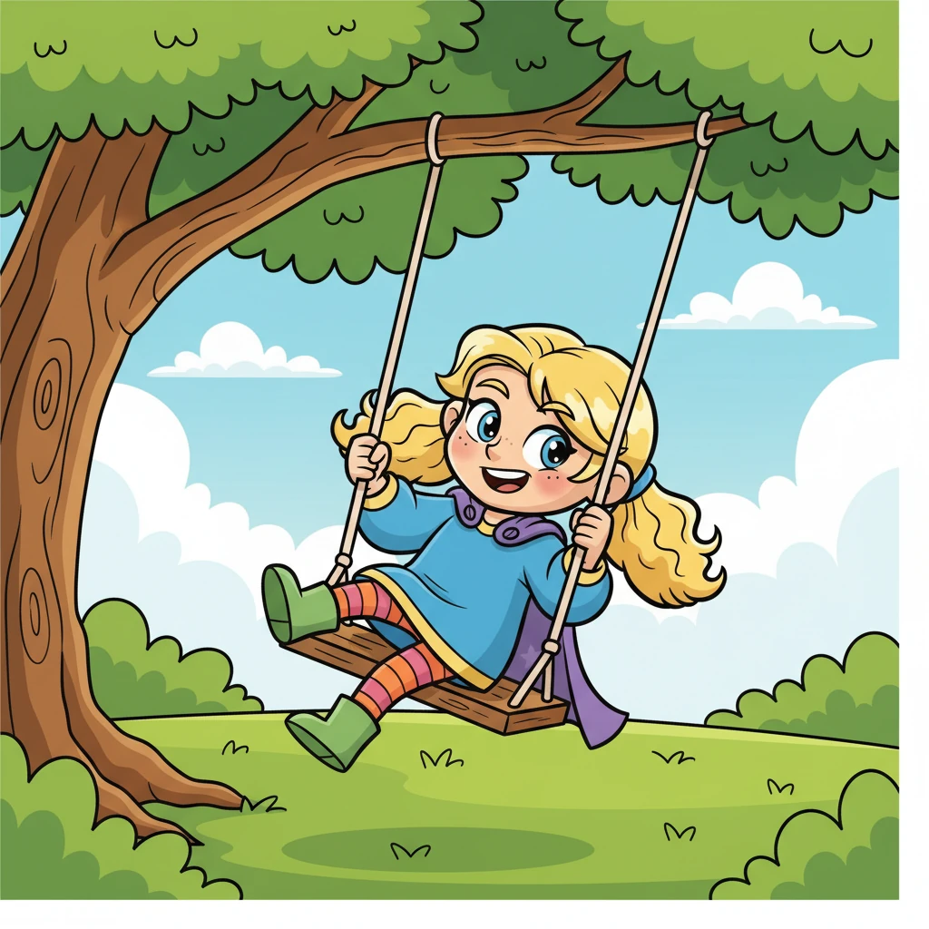 Stella, invece, inciampò quasi subito, ma con una mossa buffa e inaspettata, recuperò l'equilibrio. La sua determinazione e il suo sorriso non vacillarono, e continuò a dondolarsi con grande impegno.