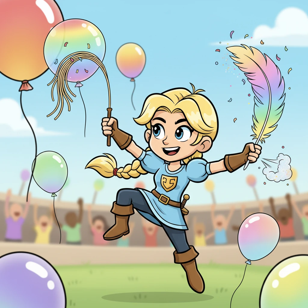 La seconda prova richiedeva di far scoppiare 'Palloncini Arcobaleno' usando solo strumenti insoliti, come una piuma gigante o un lungo spaghetto. Luna si dimostrò incredibilmente rapida, facendo scoppiare palloncino dopo palloncino con precisione.