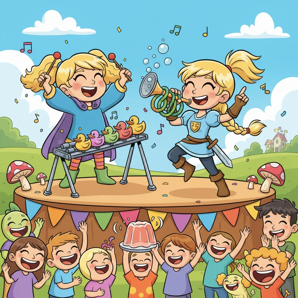 La terza e ultima prova era la 'Sinfonia Strampalata', dove dovevano creare la melodia più allegra e divertente usando strumenti bizzarri. Entrambe le amiche si esibirono in un concerto di suoni esilaranti che fecero ridere a crepapelle la folla.