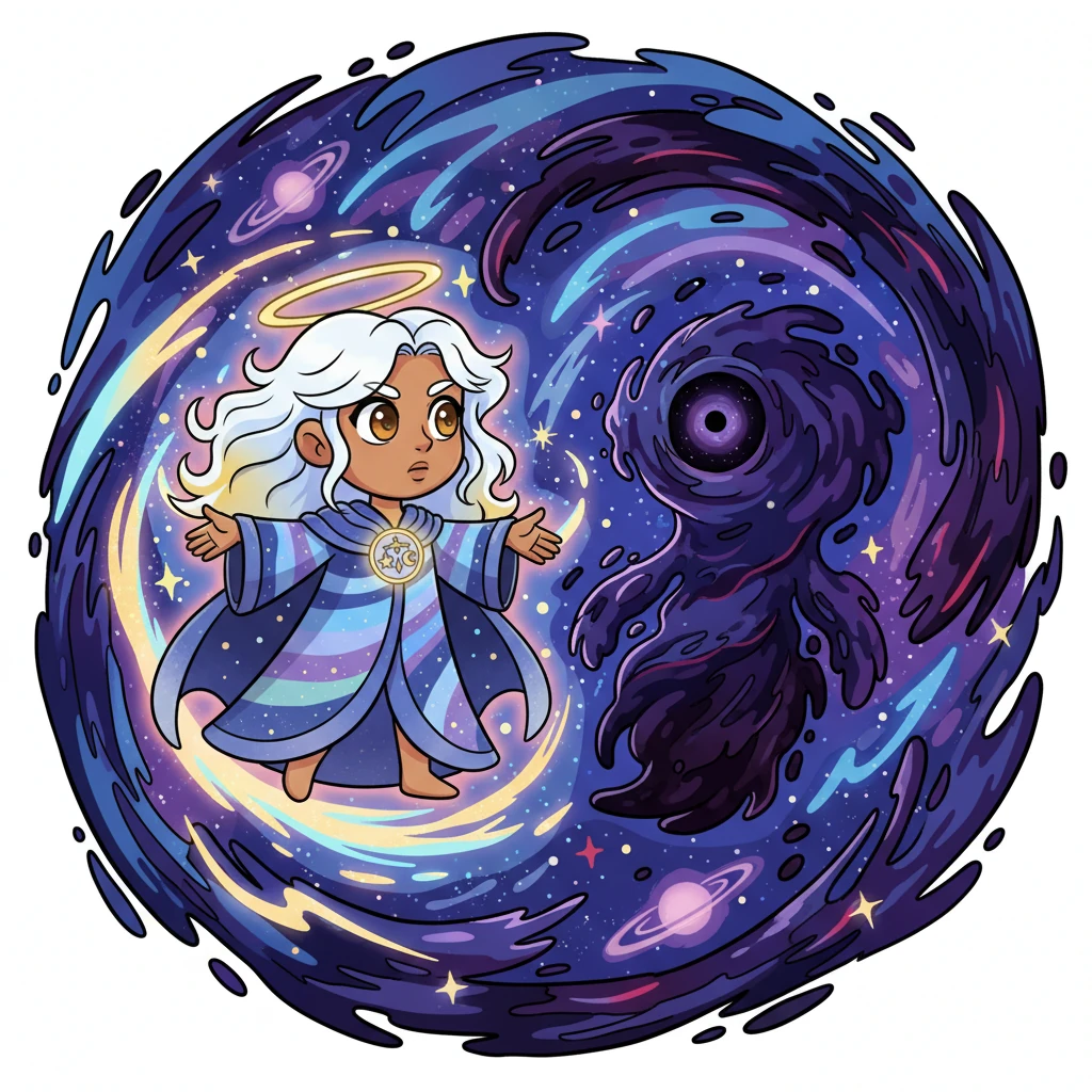 Finally, Aetheria confronted the Hollow Eye in a swirling maelstrom of light and shadow, the ultimate showdown. Her radiant form pulsed with immense power, facing the terrifying, formless entity head-on. The fate of all existence hung in the balance, a breathtaking cosmic dance of opposing forces.