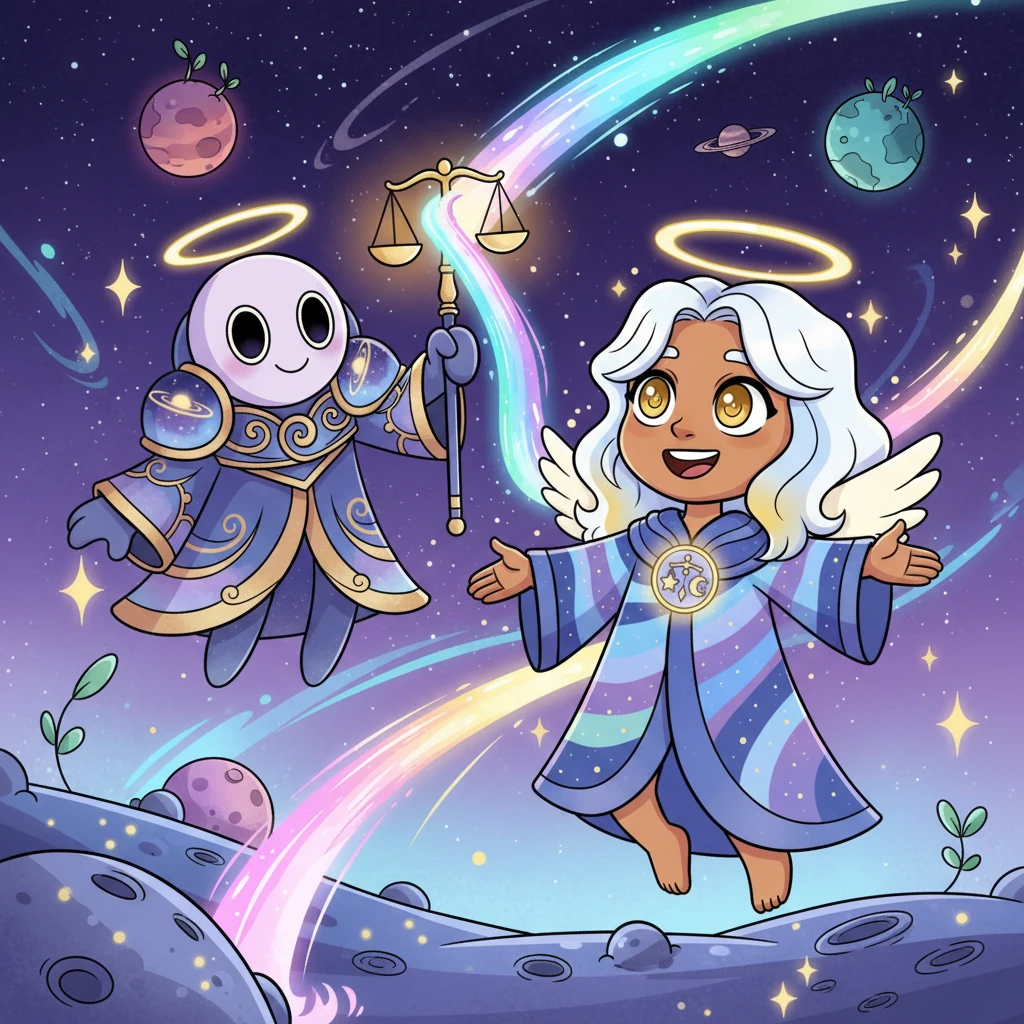 Colors flooded back into the universe, brighter and more vivid than before, as planets healed and stars twinkled with renewed joy. The heavy veil of fear lifted, replaced by a gentle, comforting sense of peace and belonging. Life began to flourish once more, celebrating the return of harmony.