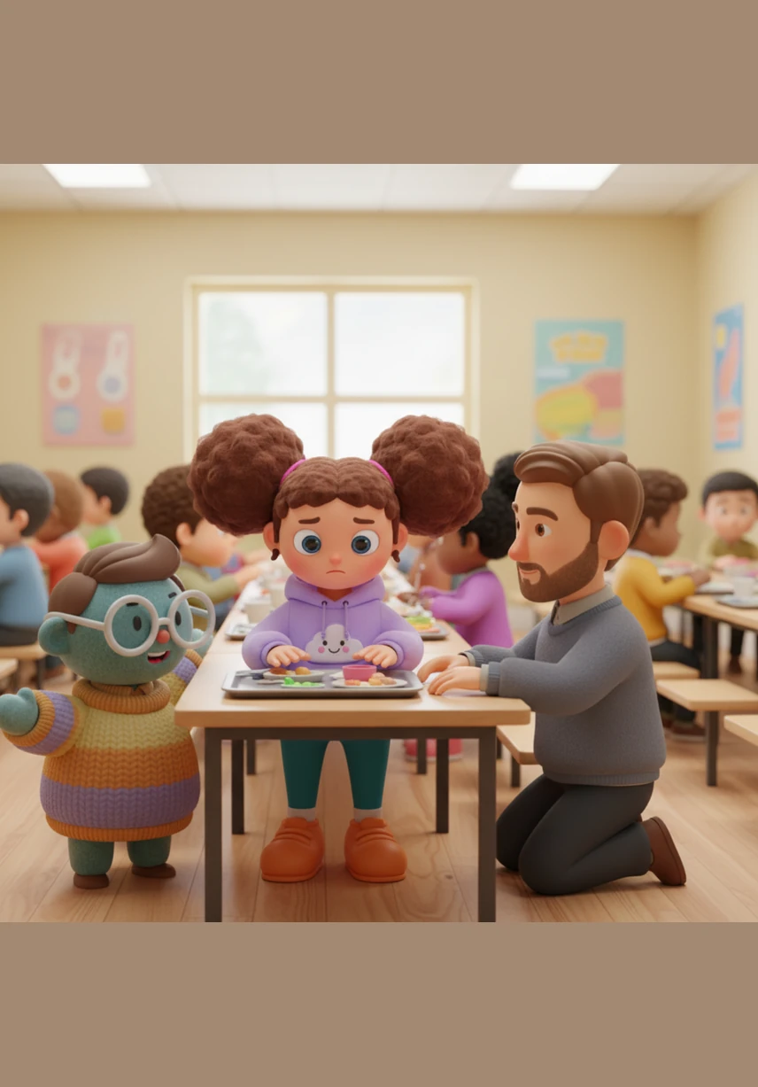 During lunch, Maya sits with her friends and puts on a bright, painted-on smile that doesn't reach her eyes. She mimics their movements and laughter, terrified that if she stops for a second, the dark cloud will become visible to everyone around her.