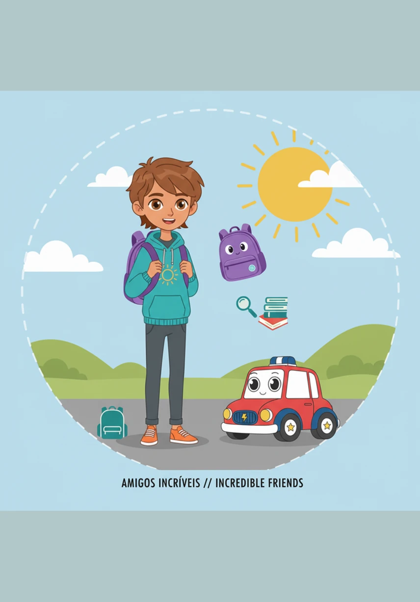 Tomás starts to feel a bit sad thinking that these toys were forgotten, but a soft plushie approaches him and explains that they are happy because they have many friends here. Just as Tomás begins to miss home, he spots his very own pencil drawing beautiful stars on the ground. He runs to it and picks it up, feeling a wave of joy at being reunited with his favorite tool.