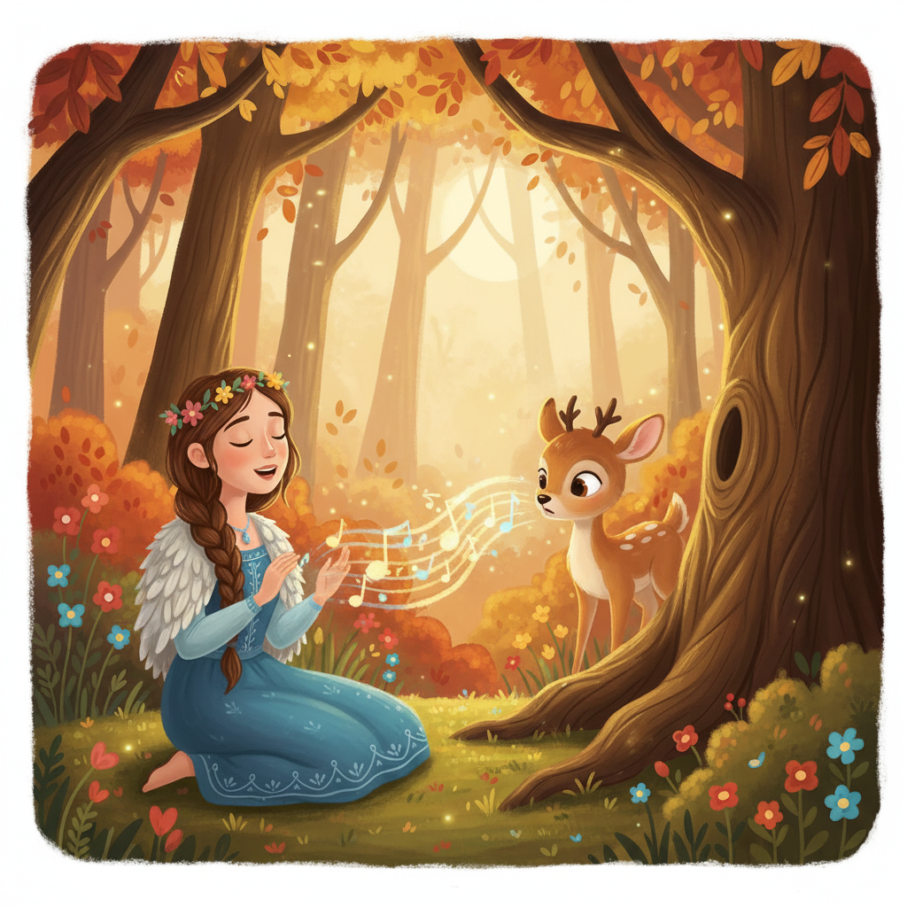 Further along, they met a shy deer who was afraid to speak. Elara, understanding its fear, sang a soft lullaby, and the deer felt safe enough to share its worries.