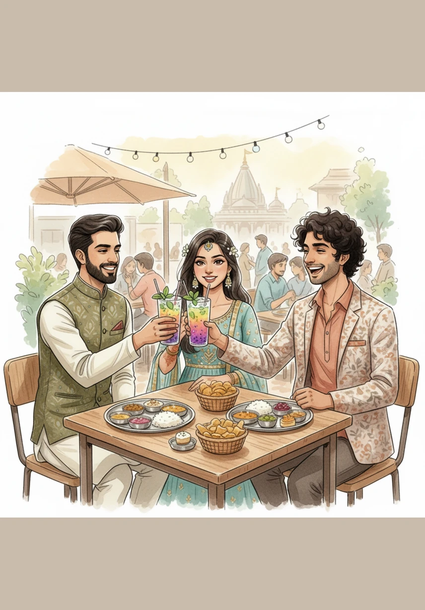 The friends clink their glasses of refreshing Fuljar Soda, laughing and sharing stories as they enjoy their affordable combo meals. The relaxed setting allows them to truly savor the food and each other's company without any rush.