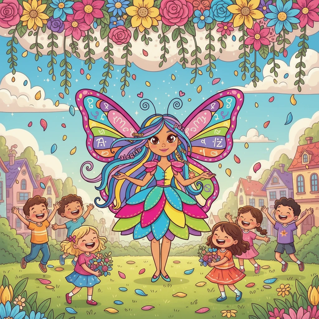 Las palabras suaves amaban a los niños. Cuando un niño decía “te quiero”, las nubes se llenaban de flores de colores. Los niños reían y jugaban entre pétalos brillantes, creando un ambiente de felicidad en el pueblo.