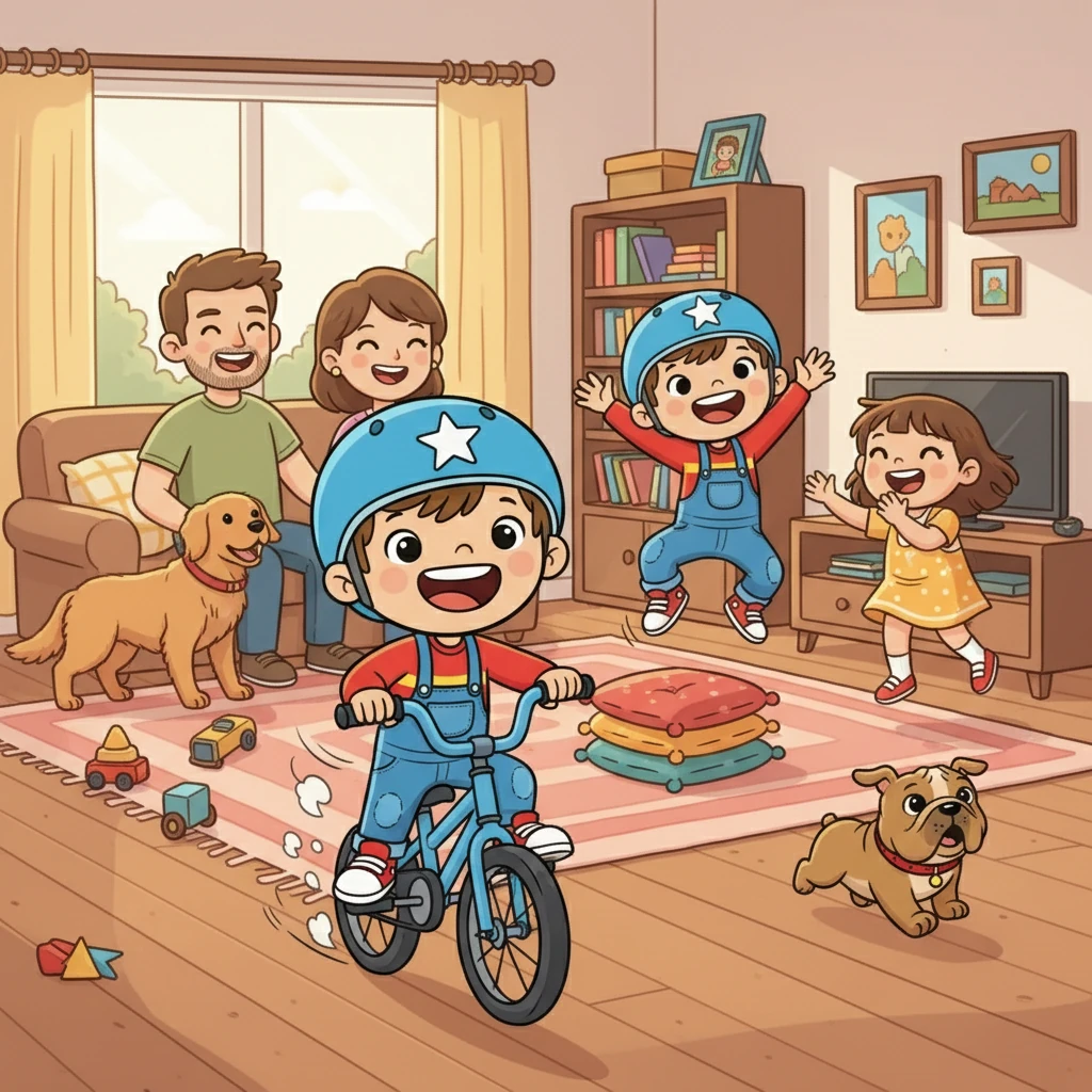 Dans cette maison pleine de vie, Charly grandit, un petit garçon débordant d'énergie. Il roulait vite à vélo, sautait haut, et riait aux éclats. Il aimait sa petite sœur, ses chiens, et ses parents par-dessus tout.