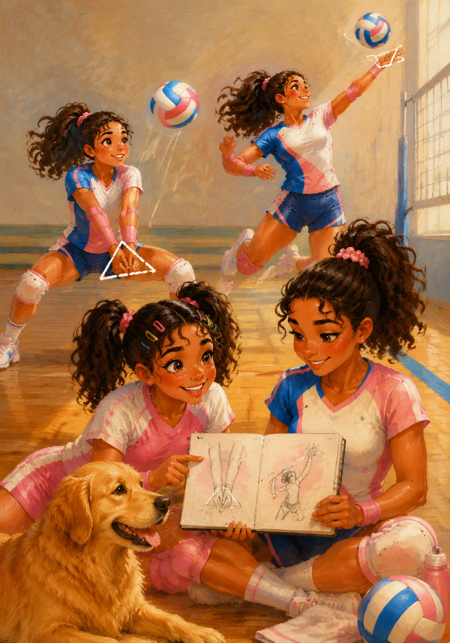 ¡Mi técnica está mejorando muchísimo gracias a la disciplina diaria! He perfeccionado la posición de mis manos para el voleo y el remate, manteniendo los dedos en forma de triángulo y los codos firmes, tal como ilustré en estos mini tutoriales de mi cuaderno aesthetic.
