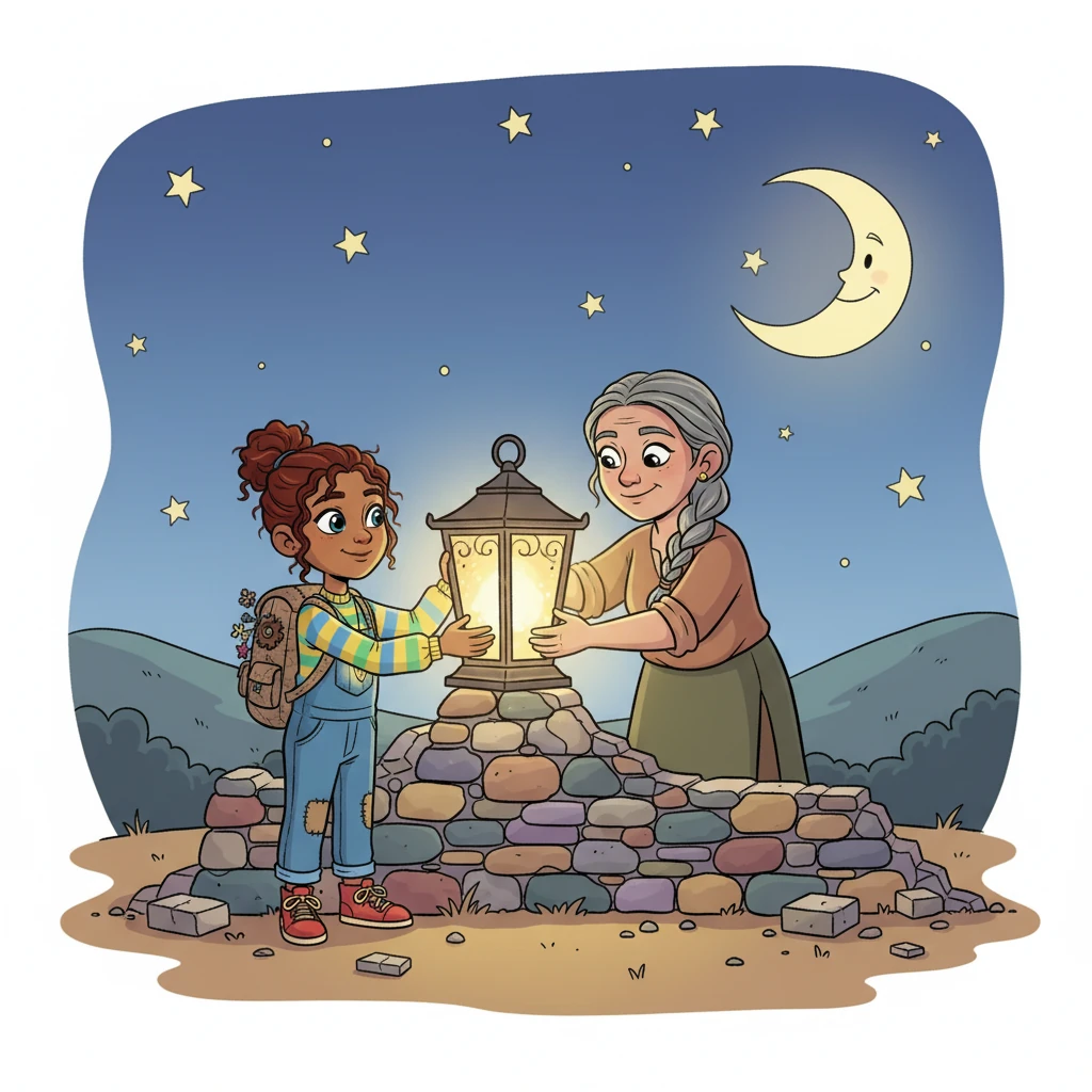 Together, Elara and the woman placed the lantern atop a small, rebuilt wall. It was a testament to their strength, a symbol that even in shattered places, resilience could grow. The light shone brightly.