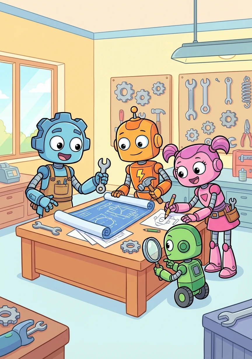 Axel gathered his team: Bolt, the master machinist; Rivet, the design genius; and Sprocket, the quality control expert. Together, they were an unstoppable force.