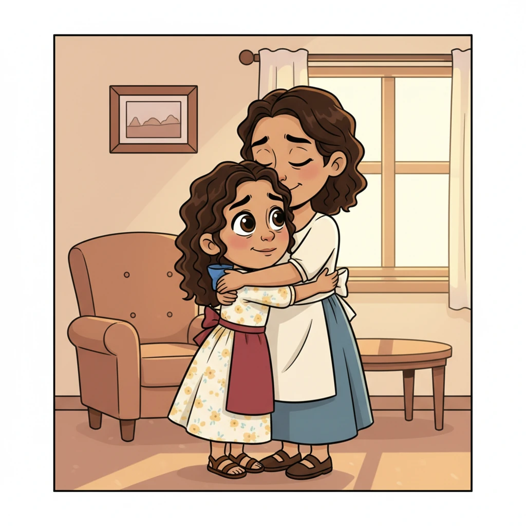 Tita, la hermana menor, con un corazón lleno de amor, se convirtió en el faro de su madre tras la triste partida de su padre. Con sus grandes ojos expresivos, Tita consolaba a su mamá, compartiendo abrazos cálidos y promesas de un futuro juntas. Su pequeño hogar, antes lleno de risas de papá, ahora se llenaba de la tierna devoción de Tita.