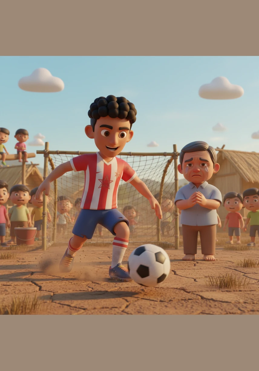 In a dusty village field, young Arga Silaban kicks a ball made of bundled rags, his eyes sparkling with the dream of playing in a grand stadium. Every kick is a promise he makes to himself under the golden afternoon sun.