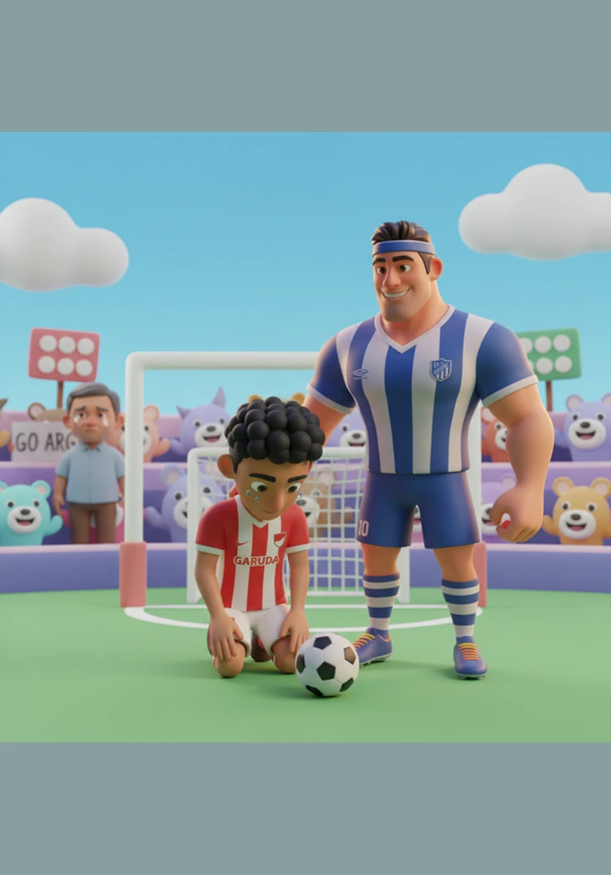 During a local tournament, a scout from a professional club watches from the sidelines, mesmerized by Arga’s incredible speed and vision. The boy moves like lightning, weaving through defenders as if he were born for the spotlight.