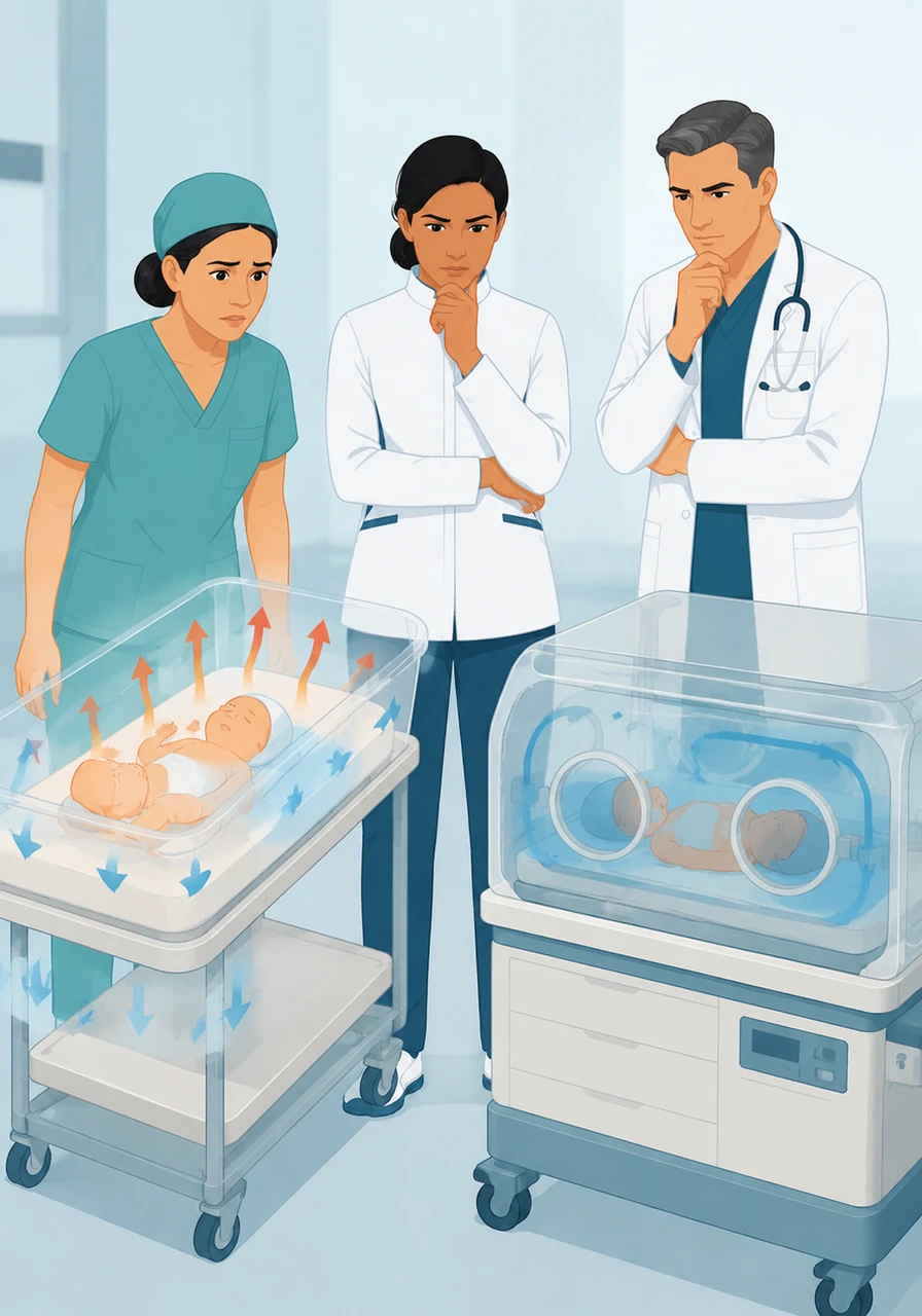 The team examines the flaws in traditional designs where open beds lose heat too easily and closed boxes have pockets of cold air. Elena realizes that the uneven airflow is creating an unstable environment for the infants. They need a design that eliminates these 'cold zones' entirely.
