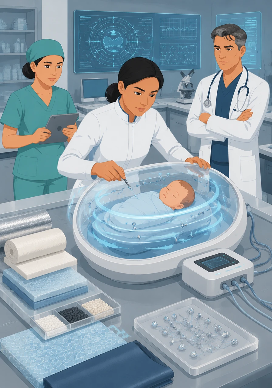 Elena heads to her high-tech laboratory to begin building a revolutionary solution. She selects advanced insulating materials and designs a new circular airflow system that wraps the baby in a gentle, uniform blanket of warmth. She carefully installs a network of microscopic sensors to track every tiny change in the environment.
