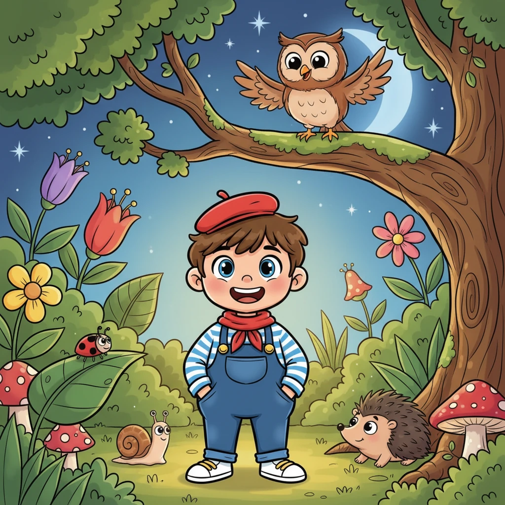 Enfin, Chouette retrouva sa branche douillette et hulula de joie, un son doux et reconnaissant. D'autres créatures du jardin – des coccinelles, des escargots et même un petit hérisson – sortirent de leurs cachettes, émerveillées par la bravoure et la gentillesse de Lumi. Le jardin bourdonnait d'admiration.