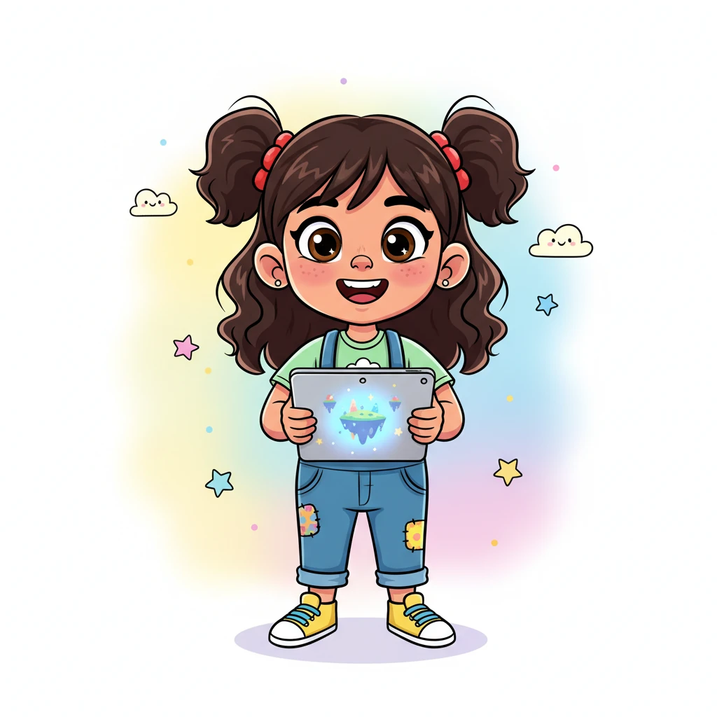 रिया तिच्या नवीन टॅबलेटकडे डोळे मिचकावत पाहत होती. तिचे डोळे चमचमत होते, जणू काही एका नवीन आणि रोमांचक जगाचे दार तिच्यासाठी उघडले होते. तिच्या चेहऱ्यावर एक मोठी, उत्साही हास्य होती.