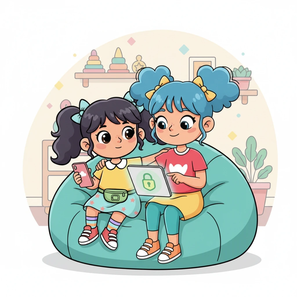 रियाची मोठी बहीण, सायली, तिच्या शेजारी बसली. तिने रियाला ऑनलाइन सुरक्षित कसे राहायचे याबद्दल काही सोपे नियम सांगितले. "आपली वैयक्तिक माहिती कोणाला सांगू नकोस," सायली म्हणाली.