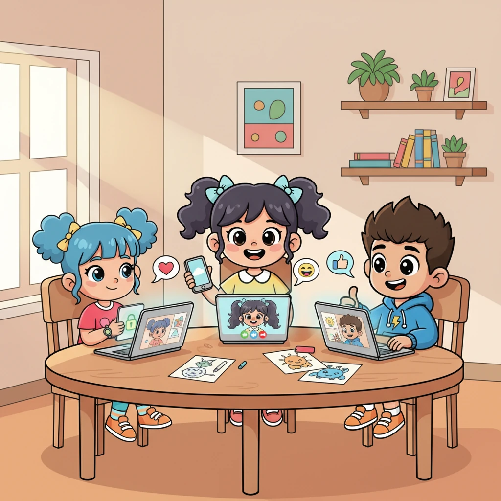 पुढच्या दिवशी, रियाने तिच्या मित्रांसोबत एक ऑनलाइन प्रकल्प केला. त्यांनी एकमेकांना मदत केली आणि सकारात्मक संदेश शेअर केले. रियाला समजले की ऑनलाइन जग हे चांगल्या गोष्टींसाठी वापरले जाऊ शकते.