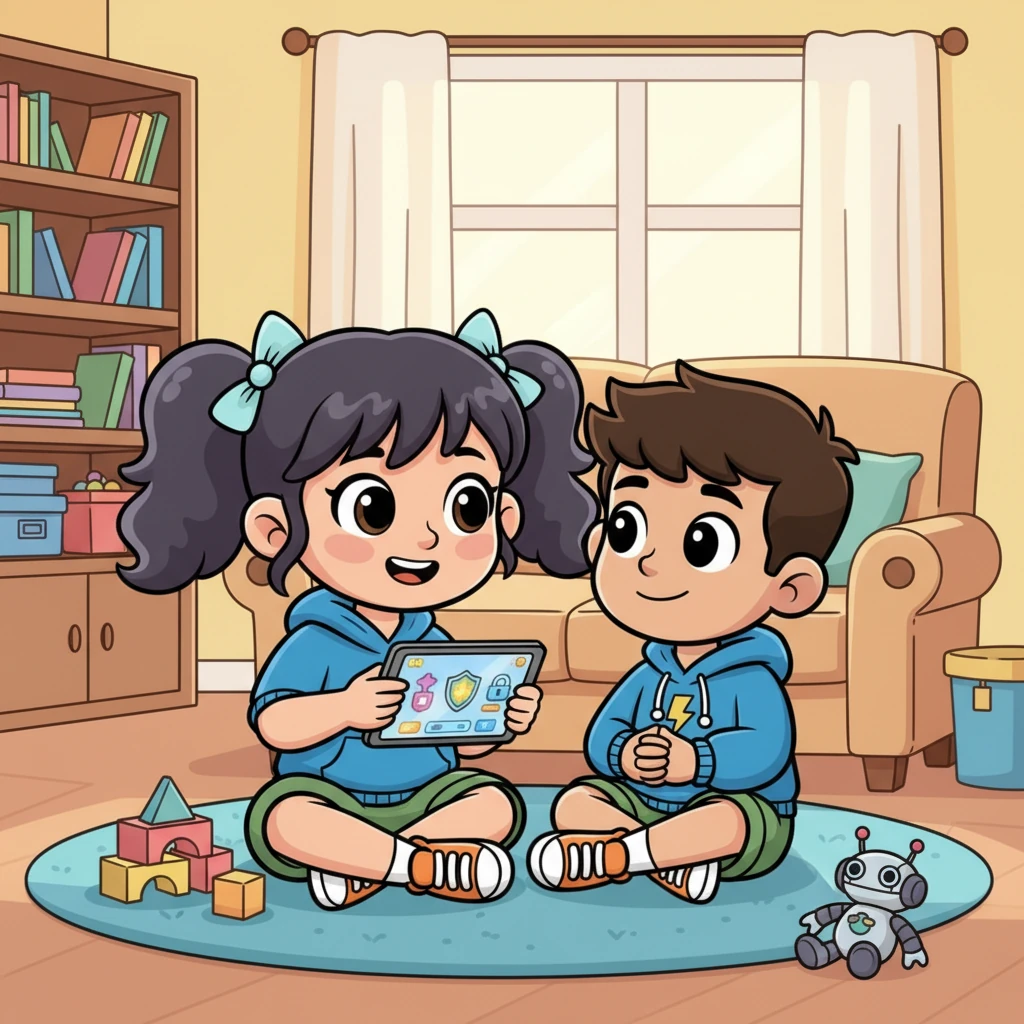 घरी आल्यावर, रियाने तिच्या लहान भावाला, यशला, एक नवीन गेम कसा सुरक्षितपणे खेळायचा हे समजावून सांगितले. यशने रियाकडे आदराने पाहिले, कारण ती आता त्याची डिजिटल गुरु बनली होती.