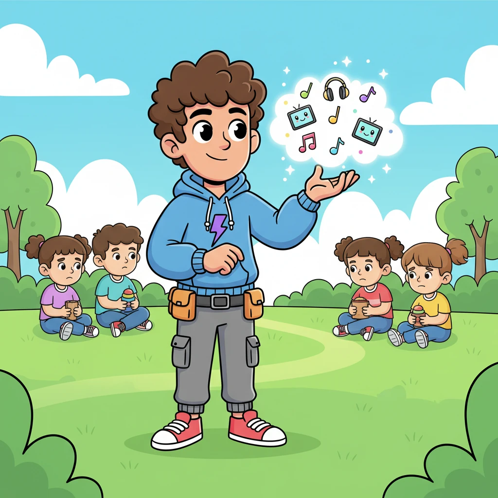 رایان، پسرک باهوش و خلاق، همیشه می‌دید که دوستانش چقدر دوست دارند به آهنگ‌های شاد گوش دهند یا کارتون‌های هیجان‌انگیز ببینند، اما گاهی اوقات نمی‌توانستند. او دلش می‌خواست راهی پیدا کند تا همه بتوانند به راحتی از این لذت‌ها بهره‌مند شوند. چهره‌اش کمی متفکر و مهربان بود.