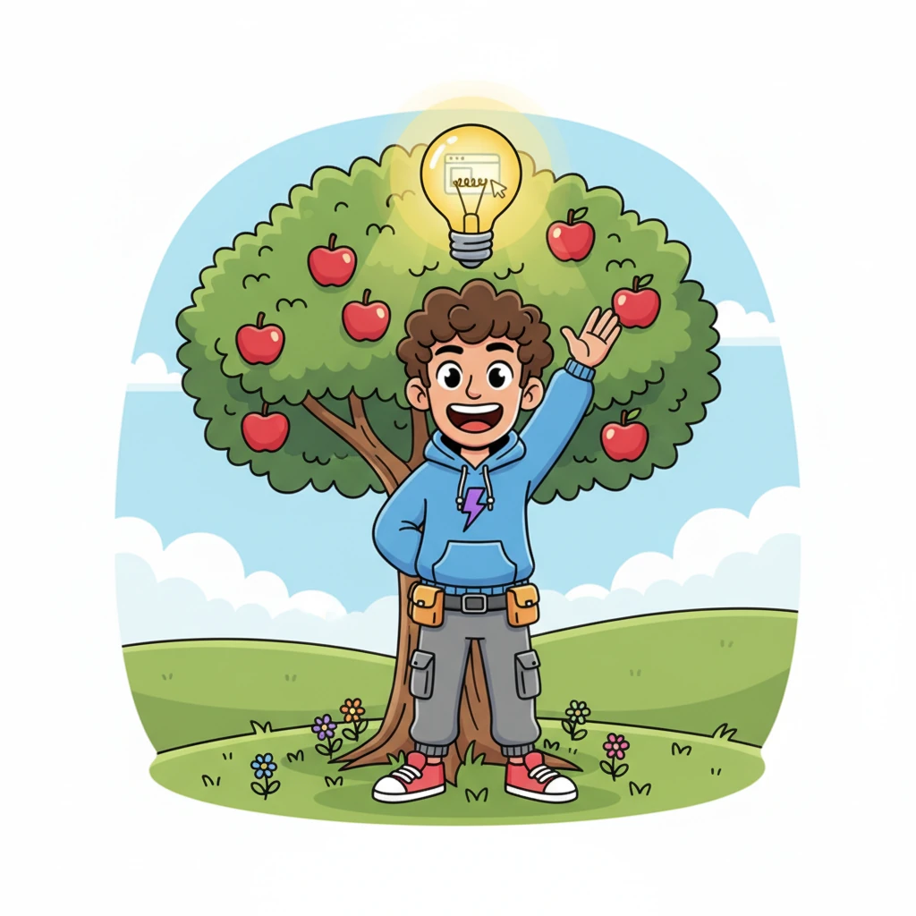 یک روز، وقتی رایان زیر درخت سیب فکر می‌کرد، ناگهان یک لامپ بزرگ بالای سرش روشن شد! "آها! یک وب‌سایت جادویی!" او با هیجان فریاد زد. چشم‌هایش برق می‌زد و لبخندی بزرگ روی صورتش نقش بسته بود.