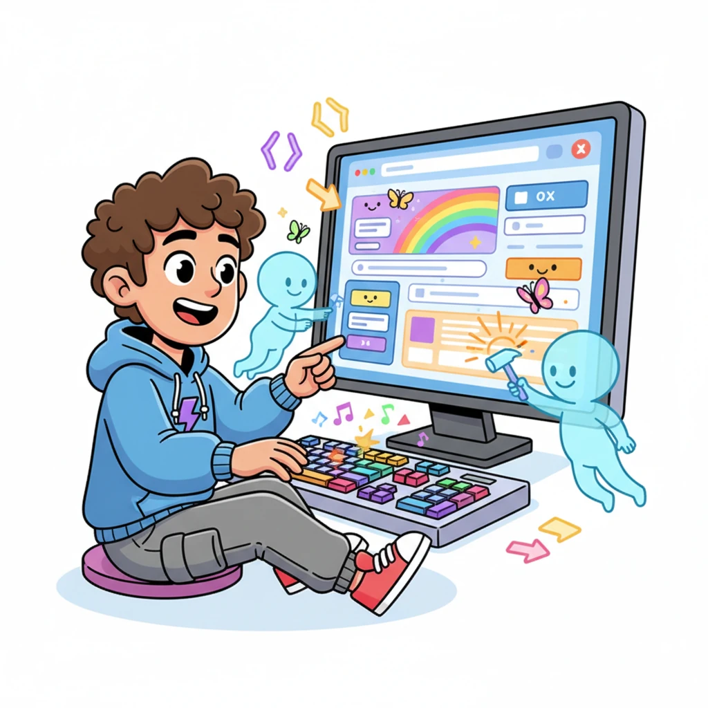 با کمک دوستان خیالی‌اش، رایان شروع به ساخت وب‌سایت کرد. کلیک‌های او مانند ضربه‌های چکش کوچک روی صفحه کلید صدا می‌دادند و هر بار که دکمه‌ای را فشار می‌داد، بخشی از وب‌سایت با انیمیشن‌های شاد و پروانه‌های رنگی ظاهر می‌شد. صفحه نمایشش پر از جادو و حرکت بود.