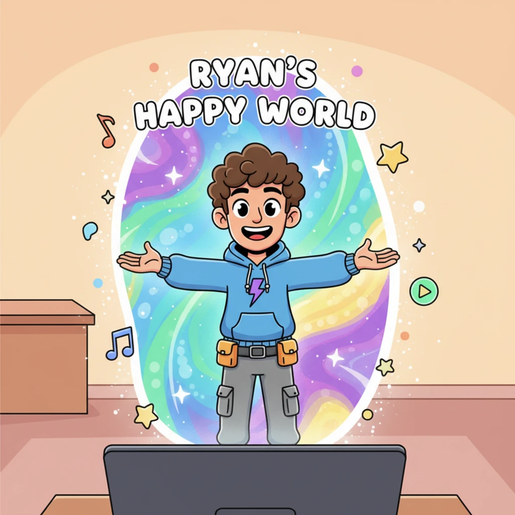 بالاخره، وب‌سایت آماده شد! یک پورتال درخشان و رنگارنگ که به نظر می‌رسید به دنیایی از سرگرمی‌ها باز می‌شود. عنوان "دنیای شاد رایان" با فونتی بازیگوش روی آن می‌درخشید. رایان با افتخار به شاهکارش نگاه می‌کرد.