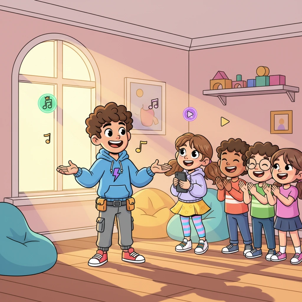 رایان با دیدن لبخندهای شاد دوستانش، قلبش پر از غرور و خوشحالی شد. او می‌دانست که کاری عالی انجام داده است. نور خورشید از پنجره به داخل می‌تابید و او را در هاله‌ای از رضایت قرار داده بود.