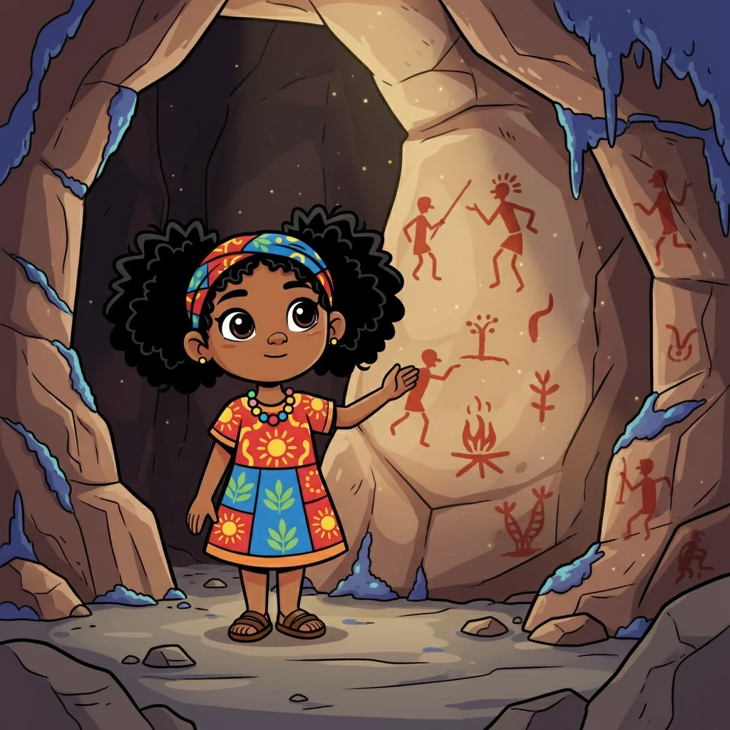 Em uma caverna misteriosa, Ayana encontrou pinturas rupestres que retratavam a vida dos antepassados. Ela aprendeu sobre a história de seu povo e se sentiu conectada às suas raízes. Ayana sentiu orgulho de sua herança.