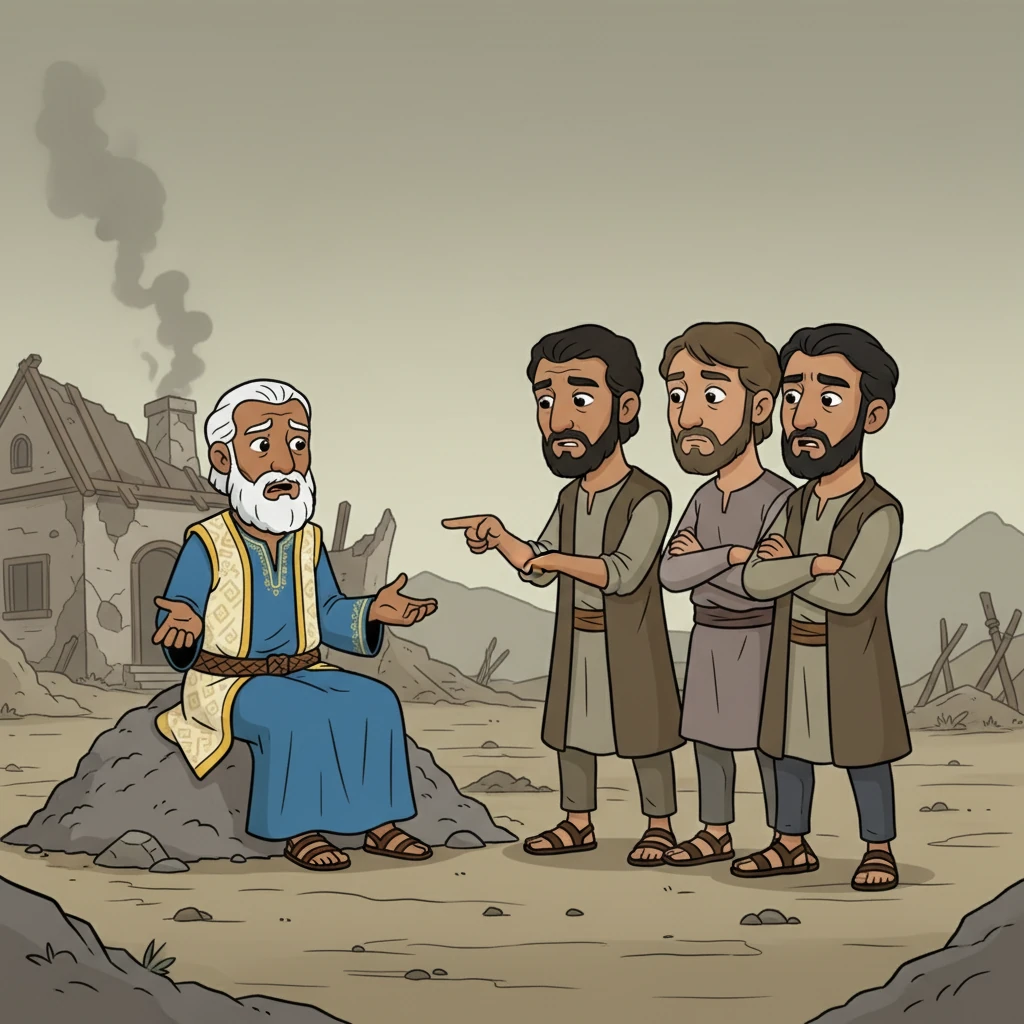 Tres amigos vinieron a consolar a Job, pero en lugar de ayudarlo, lo acusaron de haber hecho algo malo. Job se defendió, explicando su inocencia y su búsqueda de respuestas. La decepción de los amigos se sentía amarga.