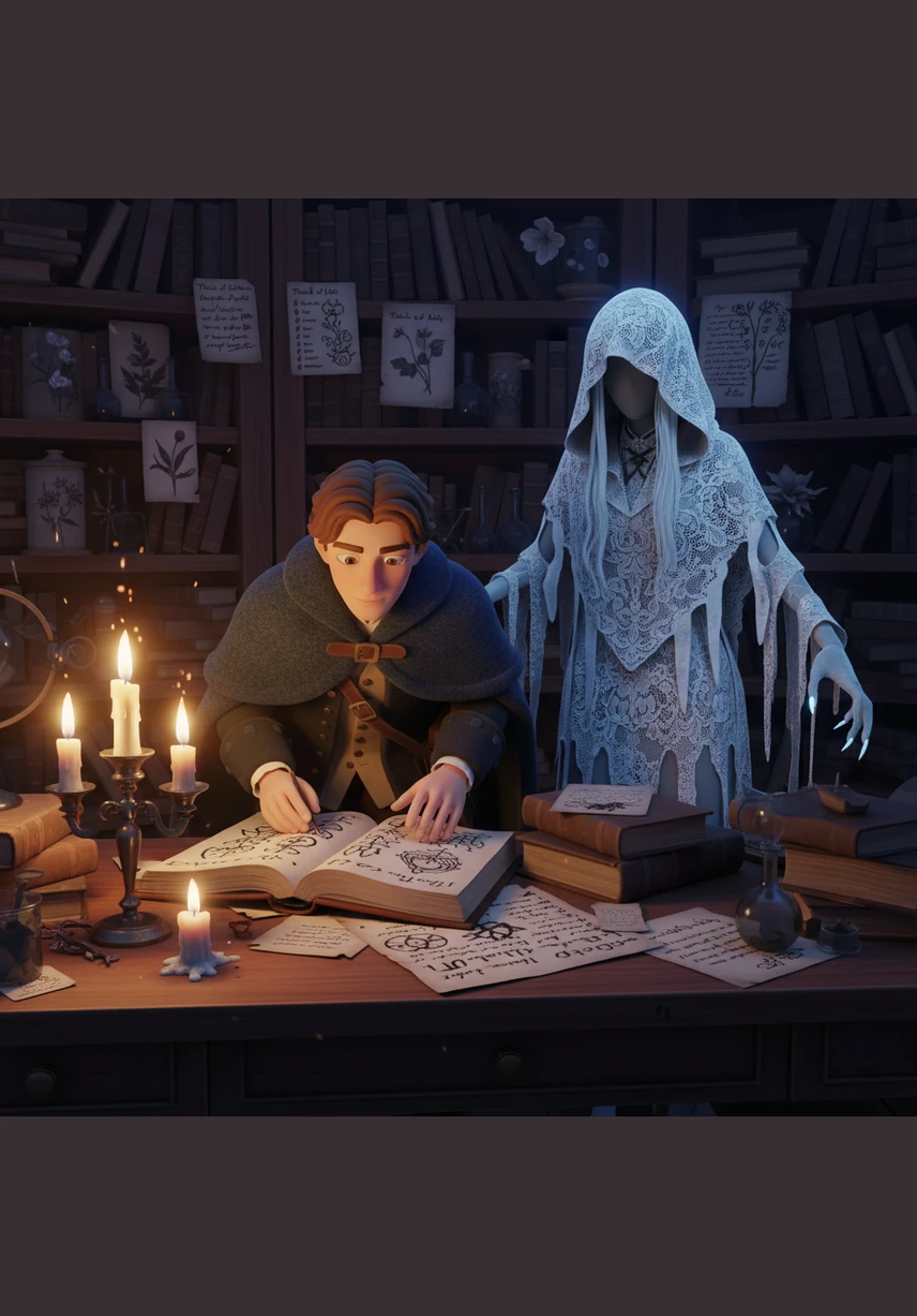 Inside his late father’s dusty study, Elias discovers leather-bound journals filled with sketches of forbidden flora and cryptic notes about the trials of 1680. The candlelight flickers violently as he traces the jagged ink of names that have been erased from local history.