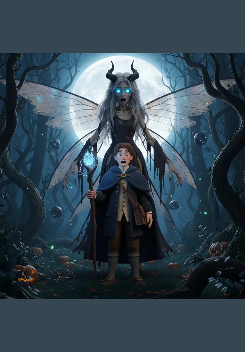 A tall, ethereal figure draped in tattered lace emerges from the swirling fog, her eyes glowing with the embers of a centuries-old rage. The naturalist realizes with a jolt of horror that his curiosity has awakened a spirit the village worked for generations to bury.