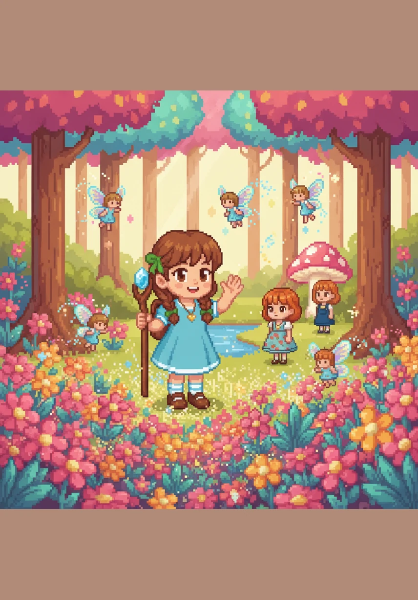 The grey fog began to lift, revealing a kaleidoscope of colors so bright they made Lily’s eyes dance with delight. Butterfly-winged sprites emerged from the blossoms, twirling around Lily in a grateful dance of light and shadow. The kingdom hummed with a renewed energy that vibrated through the very ground.