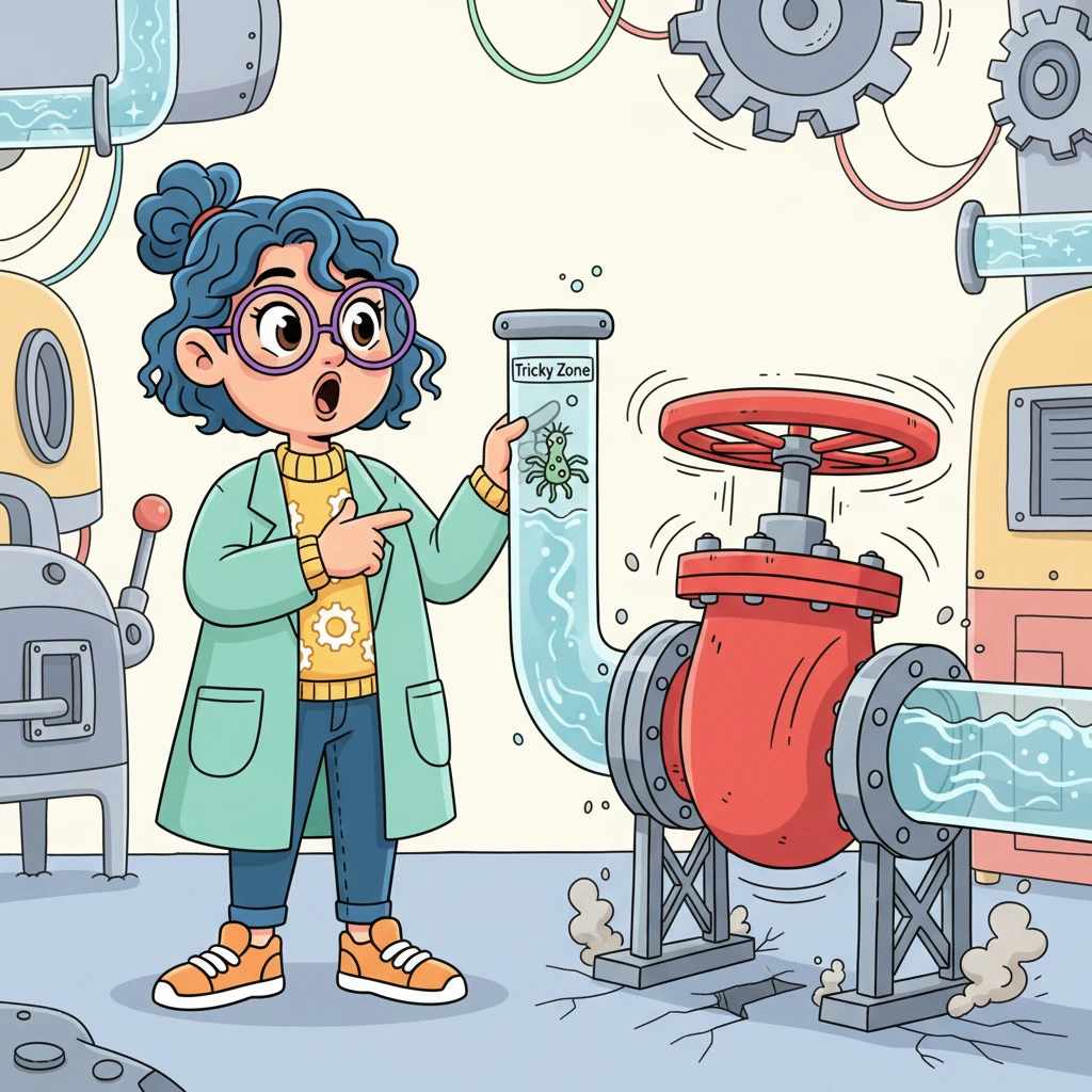 Professor Pip notices that even the tiniest wobble from the Sprite in the 'Tricky Zone' causes a much bigger shake in a nearby, cartoonishly large valve. A small tremor in the water flow turns into a noticeable jiggle in the machine.
