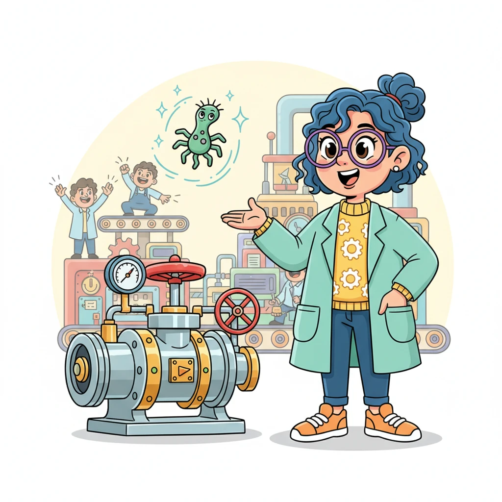 Professor Pip, beaming with pride, stands beside a newly designed, super-smooth operating valve. The mischievous Wobble Sprite now dances perfectly in sync, and all the factory’s delicate tasks are performed with joyful precision, thanks to the amazing breakthrough.