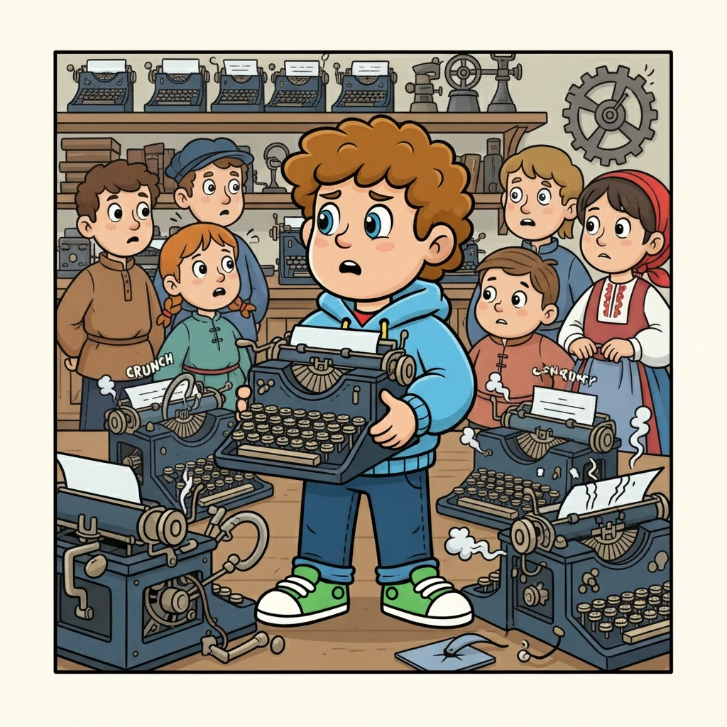 Никита узнал, что раньше буквы на машинках пытались расположить по алфавиту. Но печатать было слишком быстро, и рычажки часто застревали друг за другом, ломая машинки. Это было очень неудобно!